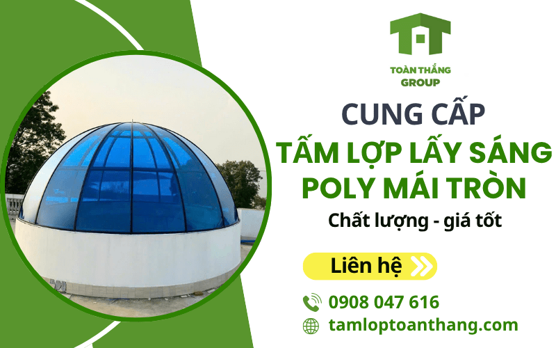 tấm lợp lấy sáng Poly mái tròn